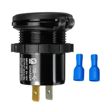 

USB Car Charger Socket Dual USB Port Colorful Digital Voltmeter with Switch Button QC3.0 Fast Charger Power Cigarette Lighter
