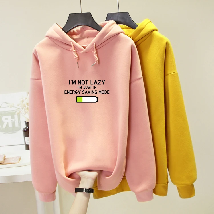 Hoodies Best Friends Funny Cartoon Print Sweatshirt Drawstring Couple 2020 Spring New Ladies Clothes Casual Pullover