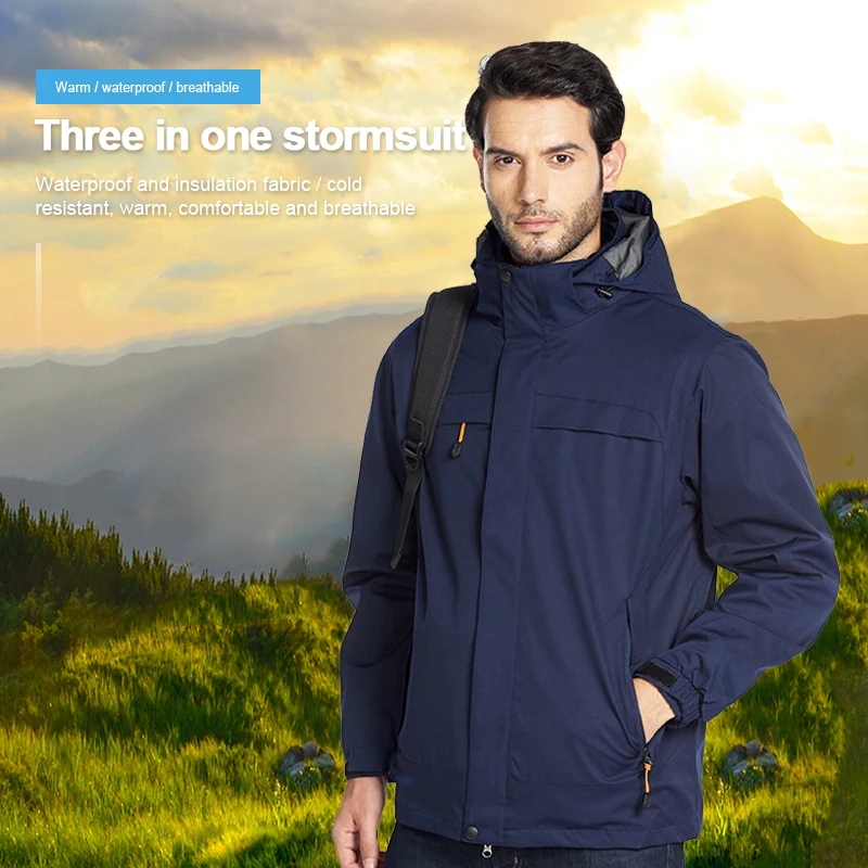 

Outdoor Soft Shell Fleece Men And Women Windproof Waterproof Breathable Warm Three-In-One Coat Shark Leather Jacket