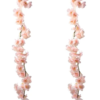 

2 Pack Artificial Silk Cherry Blossom Hanging Vine Garland for Wedding Home Garden Party Decor