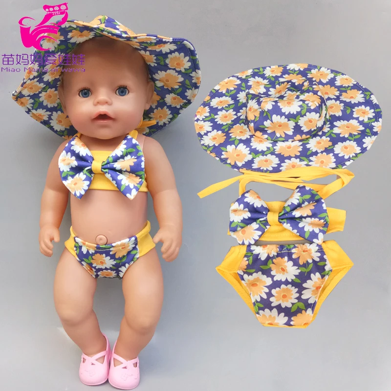 Bébé poupée vêtements de natation pour 18 pouces fille poupée Bikini chapeau de soleil