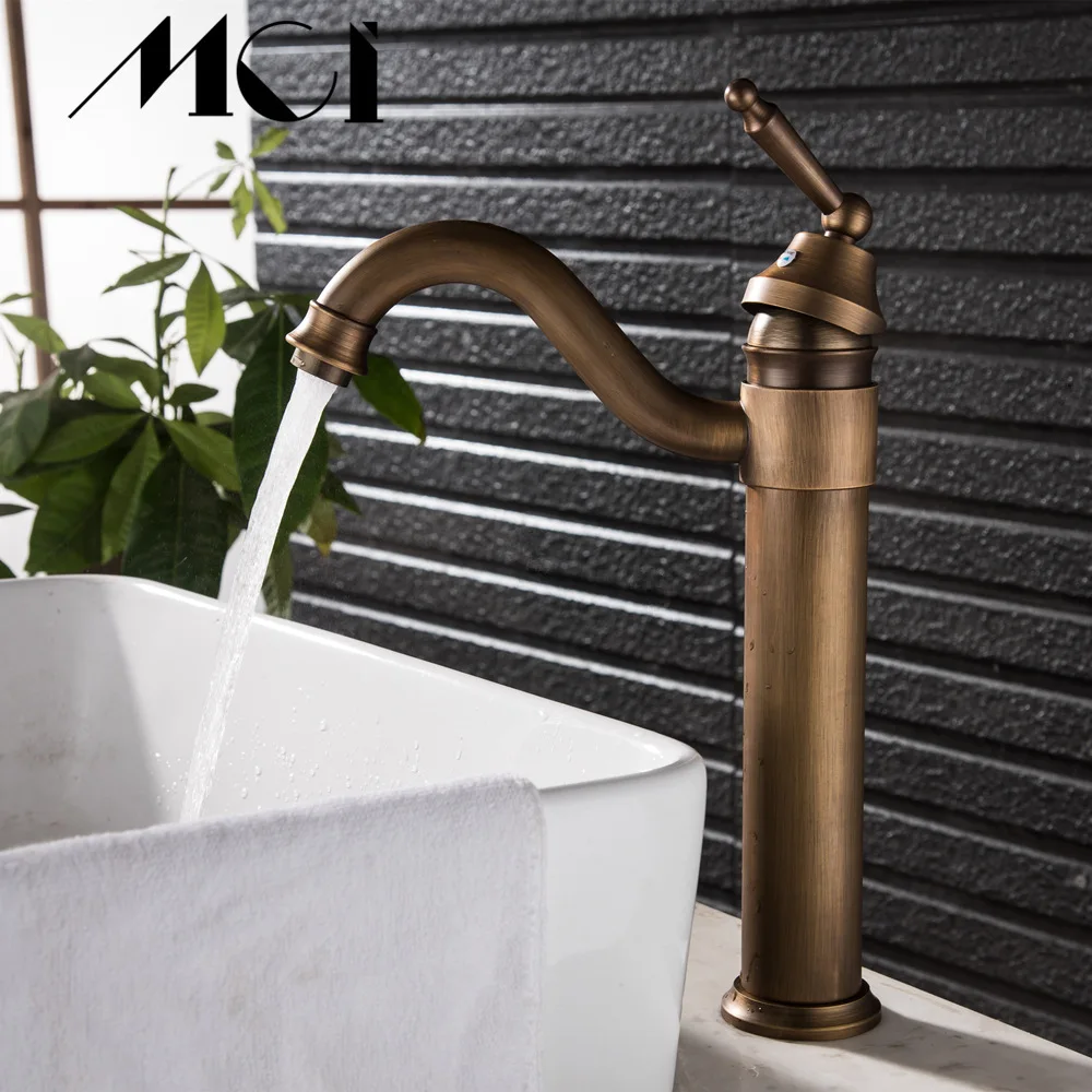 Латунный Смеситель для ванной комнаты античный кран горячей и холодной воды с