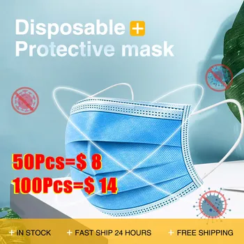 

50/100 PCS Mouth Masks Anti Dust Face Mask Disposable Mask Filter 3-laye Anti-Dust Meltblown Cloth Masks Earloops Masks DMMASK