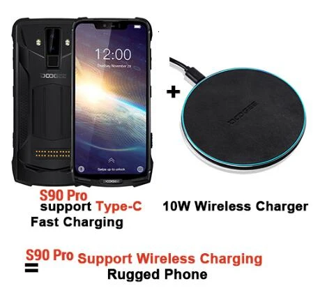 DOOGEE S90 Pro NFC IP68 shockproof Mobile Phone 6GB+128GB Android 9.0 5050mAh Helio P70 Octa Core 16MP+8MP 4G Rugged Smartphone - Цвет: Add Wireless Charger