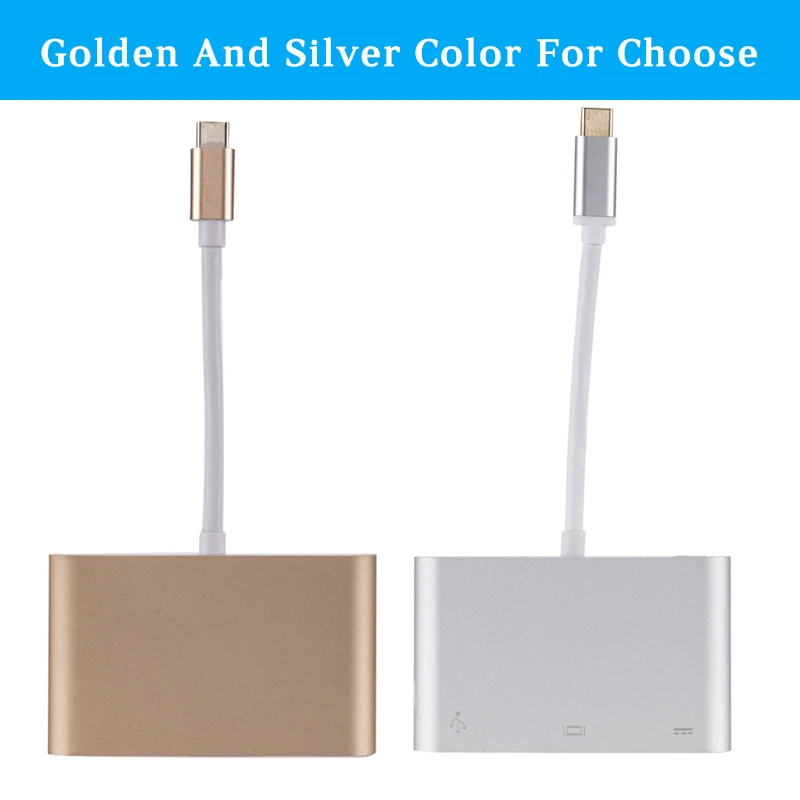 USBC To VGA Adapter Type C To 1080P VGA USB C Splitter Dongle Type C Charging HUB For MacBook Air Adapter Type C To USB 3.0 HUB