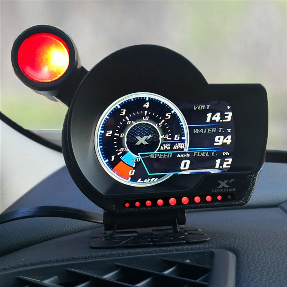 LUFI XF OBD2 Digital Turbo Boost Oil Pressure Gauge for car Afr RPM Fuel EXT Speed Smart Meter English Version | Автомобили и