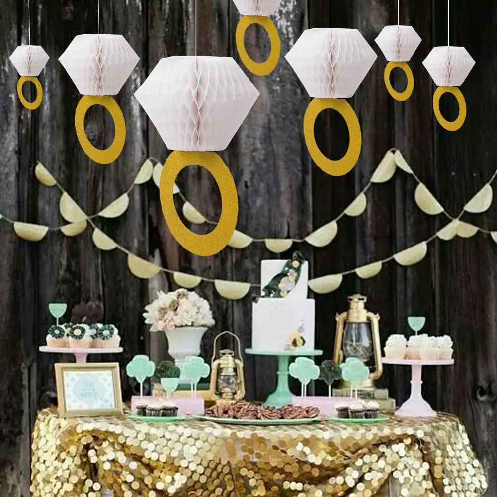 

1pc White Gold Diamond Ring Honeycomb Girls Wedding Proposal ceremony Bachelor Party Bachelor Bride-to-be Party Decoration