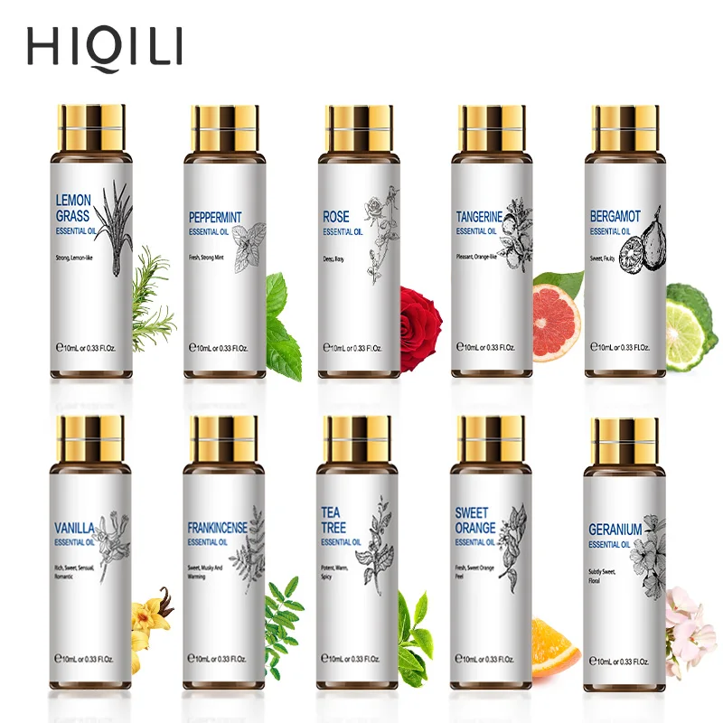 HIQILI Orange Tea Tree Essential Oils 10ML Diffuser Aroma Oil Eucalyptus Vanilla Bergamot Lemongrass Rosemary Chamomile Oil-0