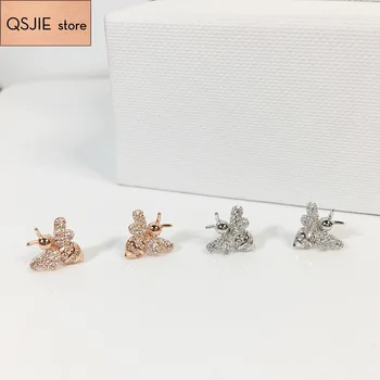 

QSJIE High quality S925 . Golden Little Bee Lady's Earrings