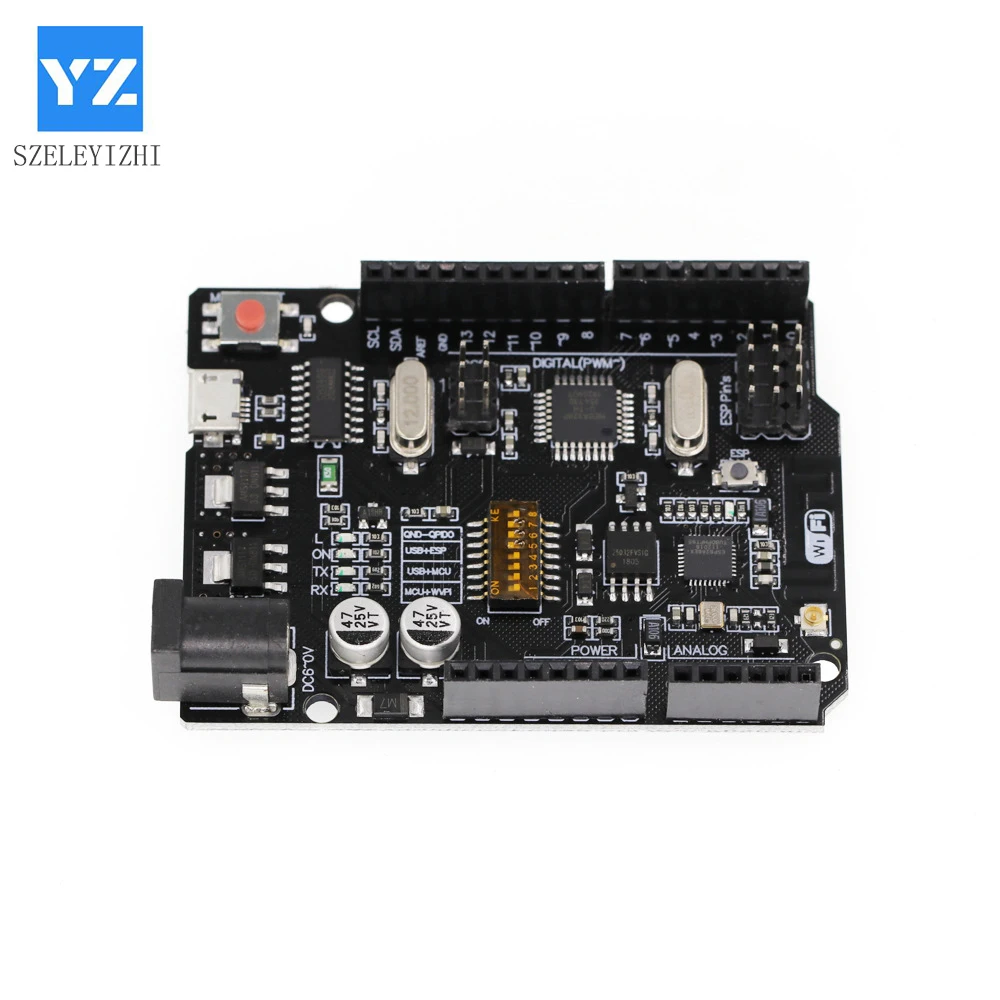 SZELEYIZHI UNO R3 + WiFi ATmega328P + ESP8266 (32Mb ޸) USB-TTL CH340G Arduino Uno NodeMCU WeMos ESP8266 One New Arrival
