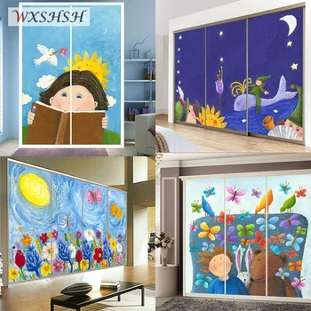 

Custom Size Window Film Static Cling Hand Painting Creative Style Sun-Block Private Removable Decorative Tint-Film 40cmx100cm