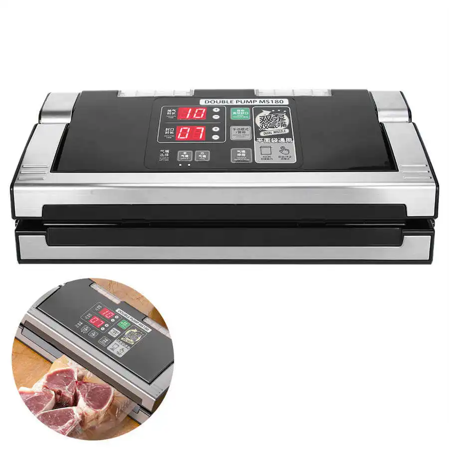 Máquina de sellado al vacío MS180, sellador de envasado de alimentos comercial para el hogar, conservación de alimentos, máquina de embalaje de 220V, aparato de cocina