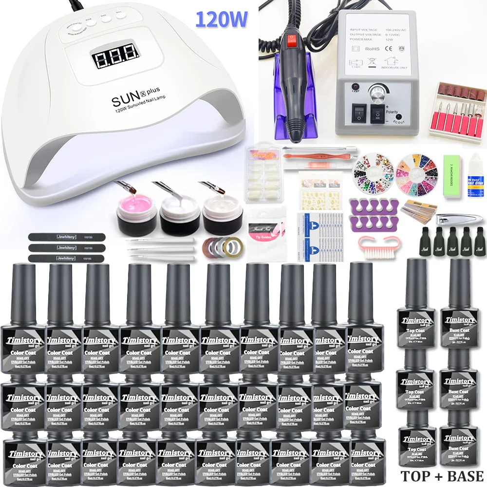 Günstige Nagel Set 120 54W UV LED Lampe Gel Nagellack Set kit   20000RPM Elektrische Nagel Bohrer nail art Werkzeuge Maniküre UV Extension Kit