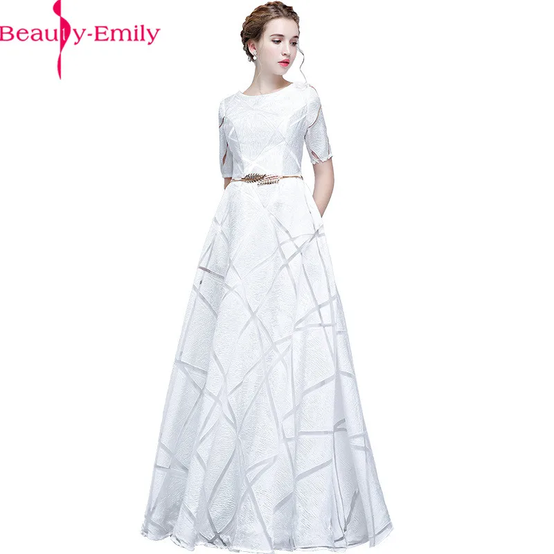 Женское вечернее платье с коротким рукавом Beauty Emily кружевное длинное поясом
