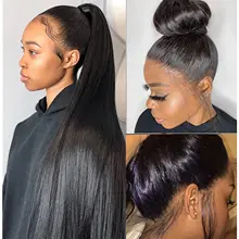 Perruque Lace Front wig naturelle lisse, cheveux humains, pre-plucked, Transparent HD 360, 30 32 pouces, 13x6, pour femmes noires