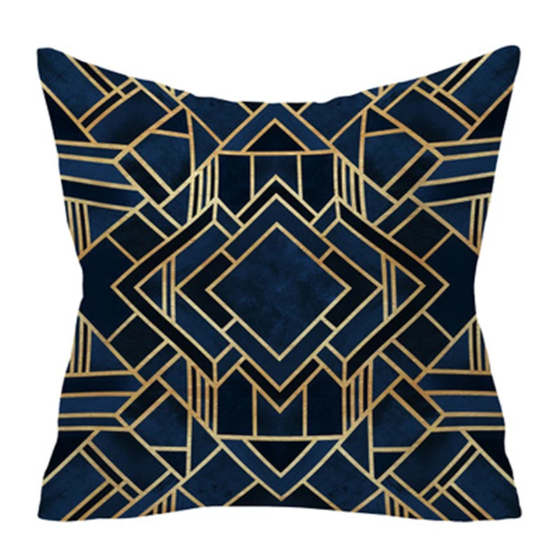 Cushion Cover Polyester Gold Blue Pillow Case Cover Sofa Car Waist Cushion Throw Pillow Cover Fashion Absorb Sweat Pillows