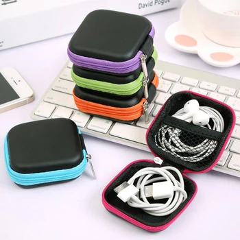 

Portable Case for Headphones Case Mini Zippered Round Storage Hard Bag Headset Box for Earphone Case SD TF Cards