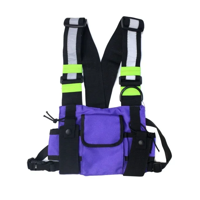 Мужская сумка в стиле хип-хоп, тактическая уличная сумка для женщин, функциональные нагрудные сумки, модный Регулируемый Карманный жилет Kanye G179 - Цвет: Purple