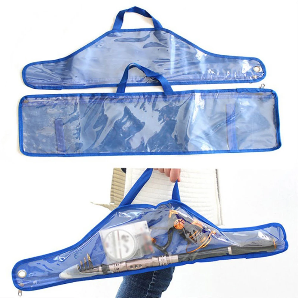 

PVC Convenient Blue Transparent Waterproof Plastic Canvas Bag for Fishing Rod Reel Line and Other Fishing Gears Storage Bag