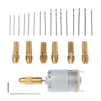 

Diy-002-16 Mini Electric Hand Drill Small 12V Motor+ 0.8-1.5Mm Twist Drill Bit Rotary Tool