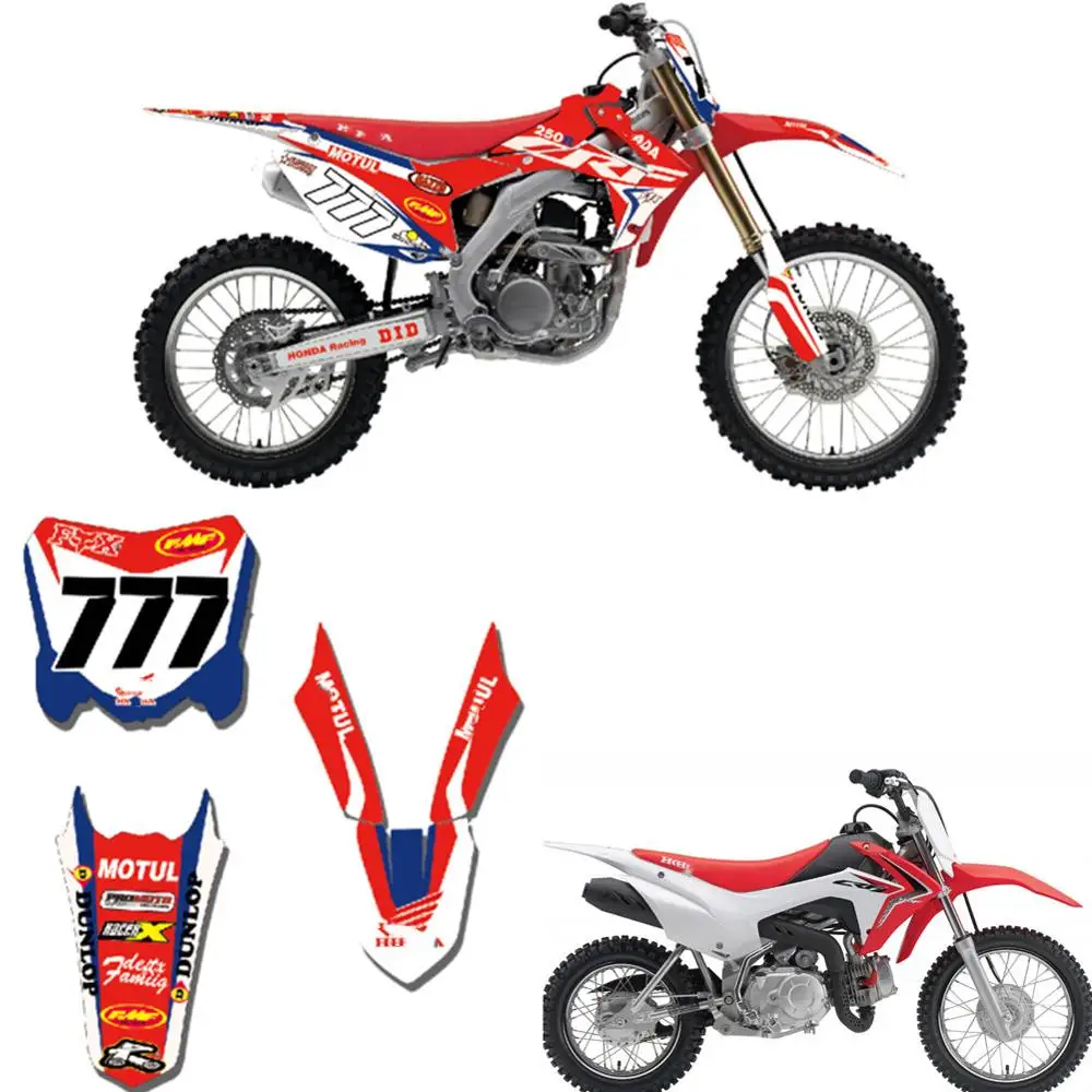 Полный набор наклеек набор заказной номер Графический фон наклейка для Honda CRF450R CRF450 2013- CRF250R CRF250