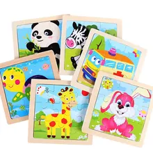Puzzle en bois pour enfants 11x11cm, jouet, véhicule, dessin animé, Animal, circulation, Tangram, jouets éducatifs, cadeaux pour enfants