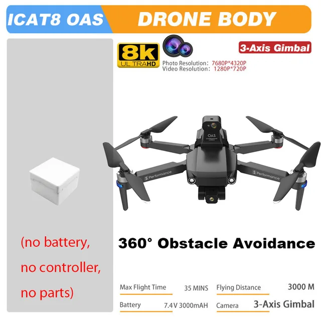 MFM 3-Axis EIS Camera Drone GPS 8K 35min 360° Obstacle Avoidance Professional 5G FPV 1.5Km Long Distance Brushless Icat8 Dron 4K OAS Body 8K
