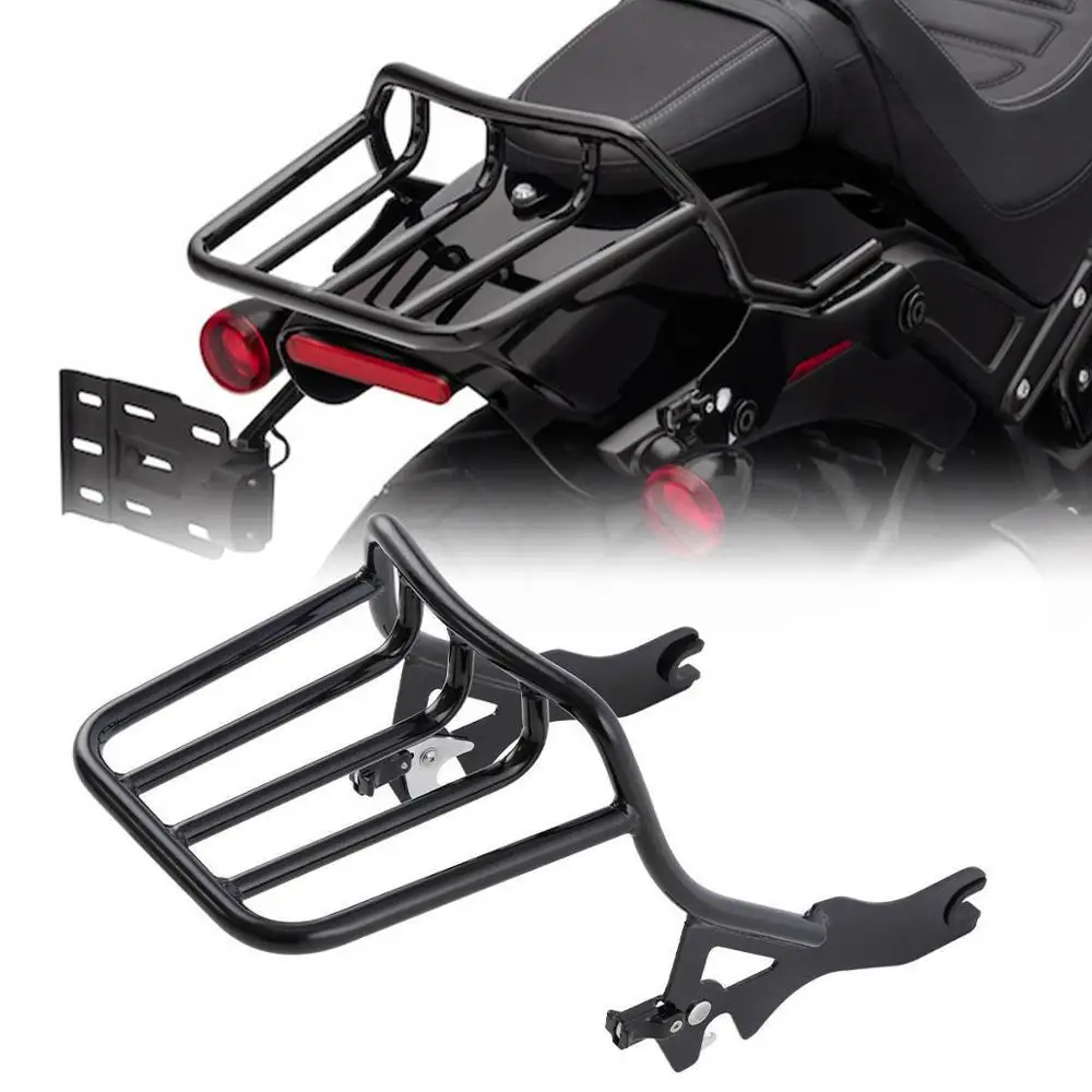 

Motorcycle Black 2-up Luggage Rack For Harley Street Bob FXBB Deluxe FLDE Softail Slim FLSL 2018-2020 19