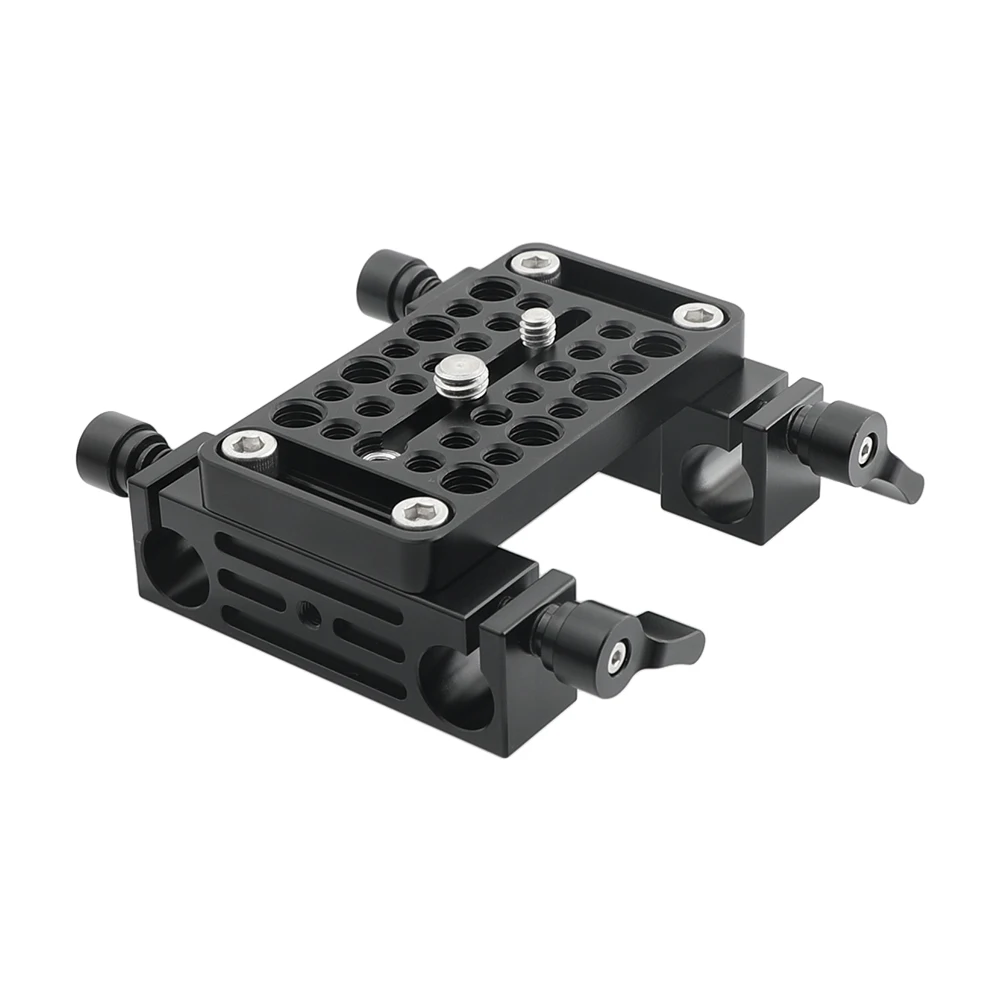 

CAMVATE Bottom Cheese Plate With Double 15mm LWS Rod Holder For DSLR Camera Cage Rig Rod Support Setup C2578