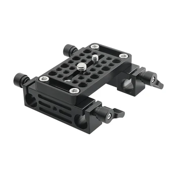 

CAMVATE Bottom Cheese Plate With Double 15mm LWS Rod Holder For DSLR Camera Cage Rig Rod Support Setup C2578