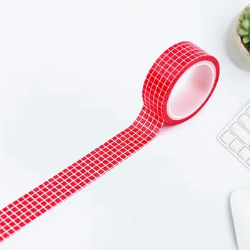 

10Pcs/Set Red Grid Washi Tape Japanese Paper DIY Masking Tape Adhesive Tapes Stickers Decorative Stationery Tapes Kids Gifts