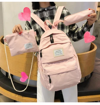 

2020 Water-proof Bags Casual Women Backpack Girls School Bags Nylon Travel Backpacks Female Backpacks with Pencil Case
