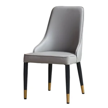 

Nordic light luxury dining chair modern minimalist home iron hotel restaurant microfiber leather post-modern leather back chair