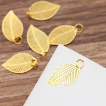

500pcs 12*20mm Filigree Brass Metal Leaf Charms DIY Stuffs Jewelry Accessories for Women Dangle Hanging on Earrings Making