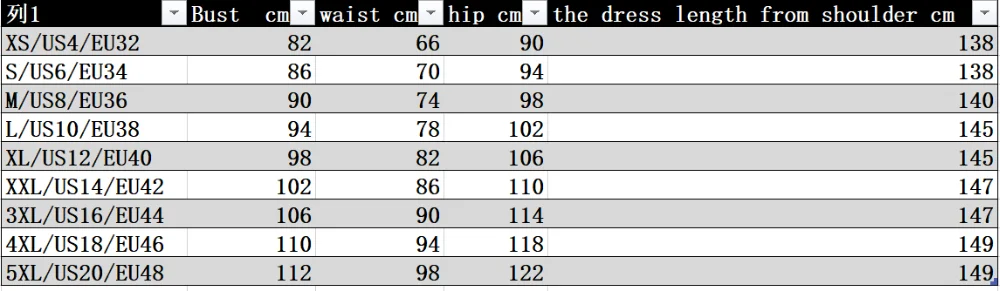 SIZE CHART