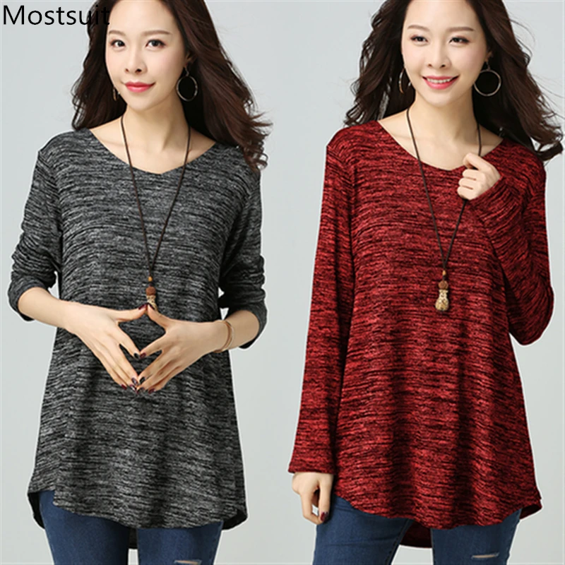 

Long Sleeve T-shirt Women Plus Size Spring Autumn 2019 Loose Tunic Casual Tops Korean Tshirt Womens Clothes M-5xl Mujer Verano