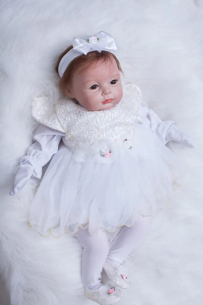 Muñeca Reborn hecha a mano de 22 pulgadas de silicona de 55 cm, cuerpo de algodón, muñeca recién nacida, juguetes, ropa blanca, muñeca de niña princesa - 1
