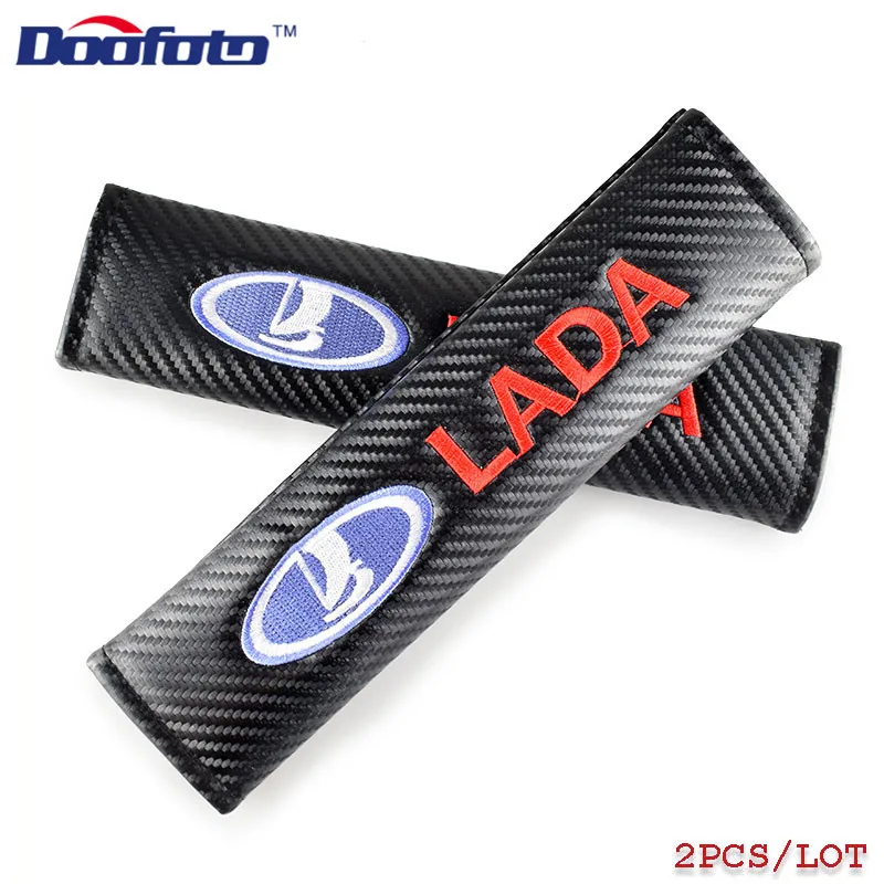 Doofoto 2x чехол для ремня безопасности автомобиля для Lada Vesta Niva Kalina Xray Priora Granta Largus Samara Accecssories Стайлинг углеродного волокна