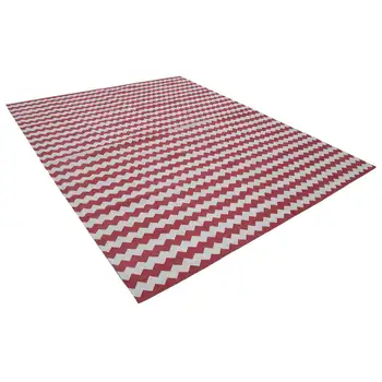 

241x294 Cm Red Handmade Dhurrie Rug-8x10 Ft