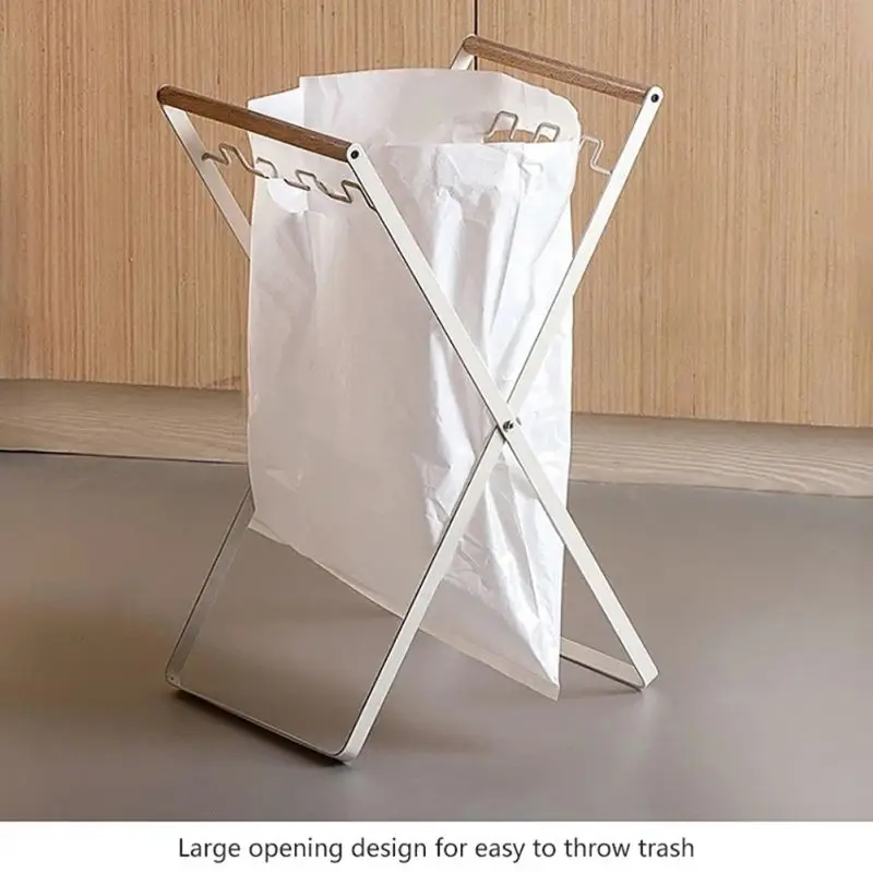 Folding Garbage Storage Stand Living Room Balcony Garbage Bag Bracket Wrought Iron Storage Rack