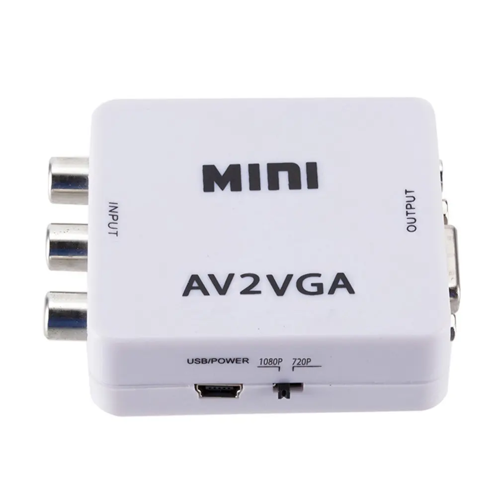  HD AV2VGA Video Adattatore del Convertitore con 3.5mm Audio RCA AV CVBS a VGA Video Converter Conve