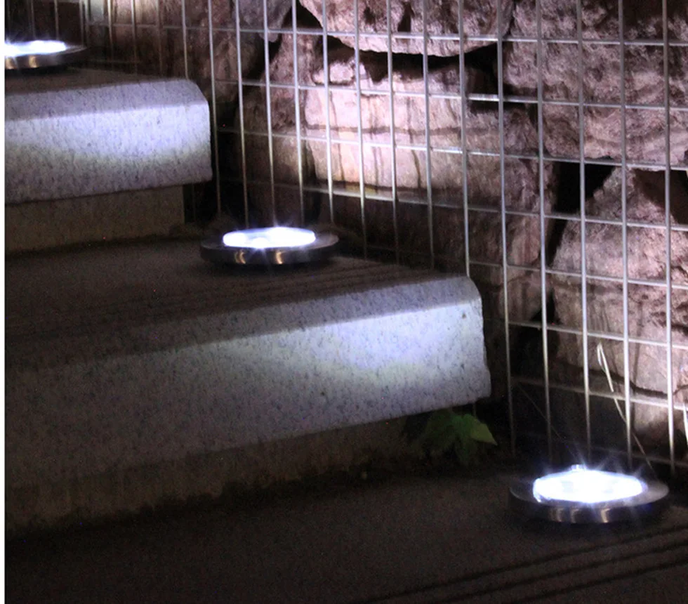 Subterrâneas à Prova Água de Aço Jardim ao ar Mais Recente Refletor Máscara Led Solar Luzes Dwaterproof Inoxidável Enterrado Piso Luz Livre Gramado 2 Pçs 12 Lâmpadas solares