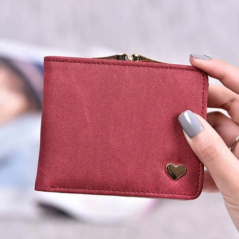 

New Women Solid Small Wallets Ladies Leather Heart Purse Short arrival Femal Coin Bag Women's Hasp Card Money Simple Wallet
