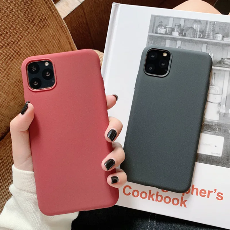 

Scrub Sandstone Couple Pure Color Cover Phone Case For iPhone 11 Pro X XS XR MAX 6 6S 7 8 Plus Soft Silicone Back Protect Coque