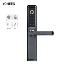 Умный дверной замок с Wi-Fi Bluetooth приложение электронный цифровой код RFID карты Алюминиевый раздвижной стеклянный крючок дверной замок