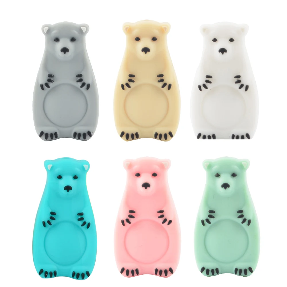 Mini polar bear LOFCA 5 шт. Милые силиконовые бусины пищевого качества Бивер Прорезыватель животное без BPA Пингвин Детские Прорезыватели игрушка соска цепь аксессуары - Цвет: Mini polar bear