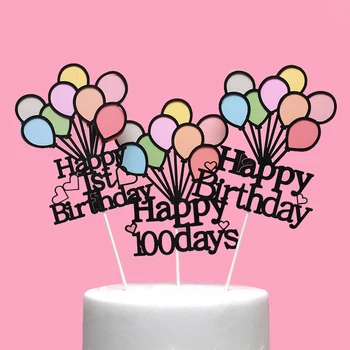

Cakelove Ins 1st 100 days Cake Topper Party Baking Supplies Happy Birthday Colorful Balloon Decoration for Children Baby Shower