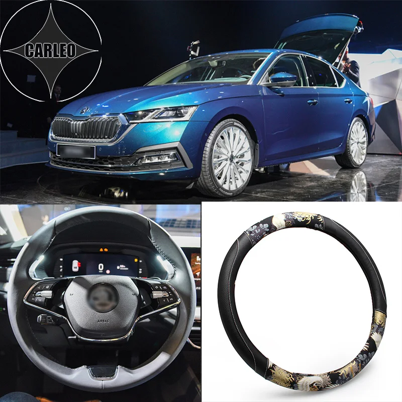 

Авто чехол рулевого колеса автомобиля универсальный для Skoda OCTAVIA III серии из исскуственной кожи в Японии классический Ямато Ukiyoe Стиль узор держатель