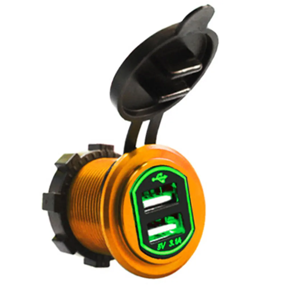Gold Car USB Charger Car Adapter Pratical Car Charger Universal Power Port 36.8*48.7*28.8mm 12-24V Swivel - Название цвета: Gold