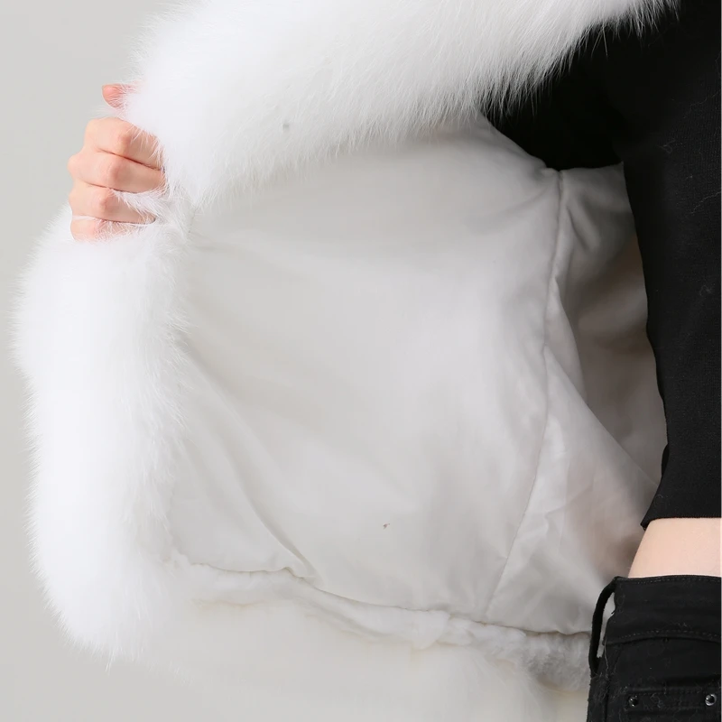 QIUCHEN PJ19044 Новое поступление шуба из натурального Лисьего меха с мехом кролика Рекс женская зимняя куртка модная модель горячая распродажа